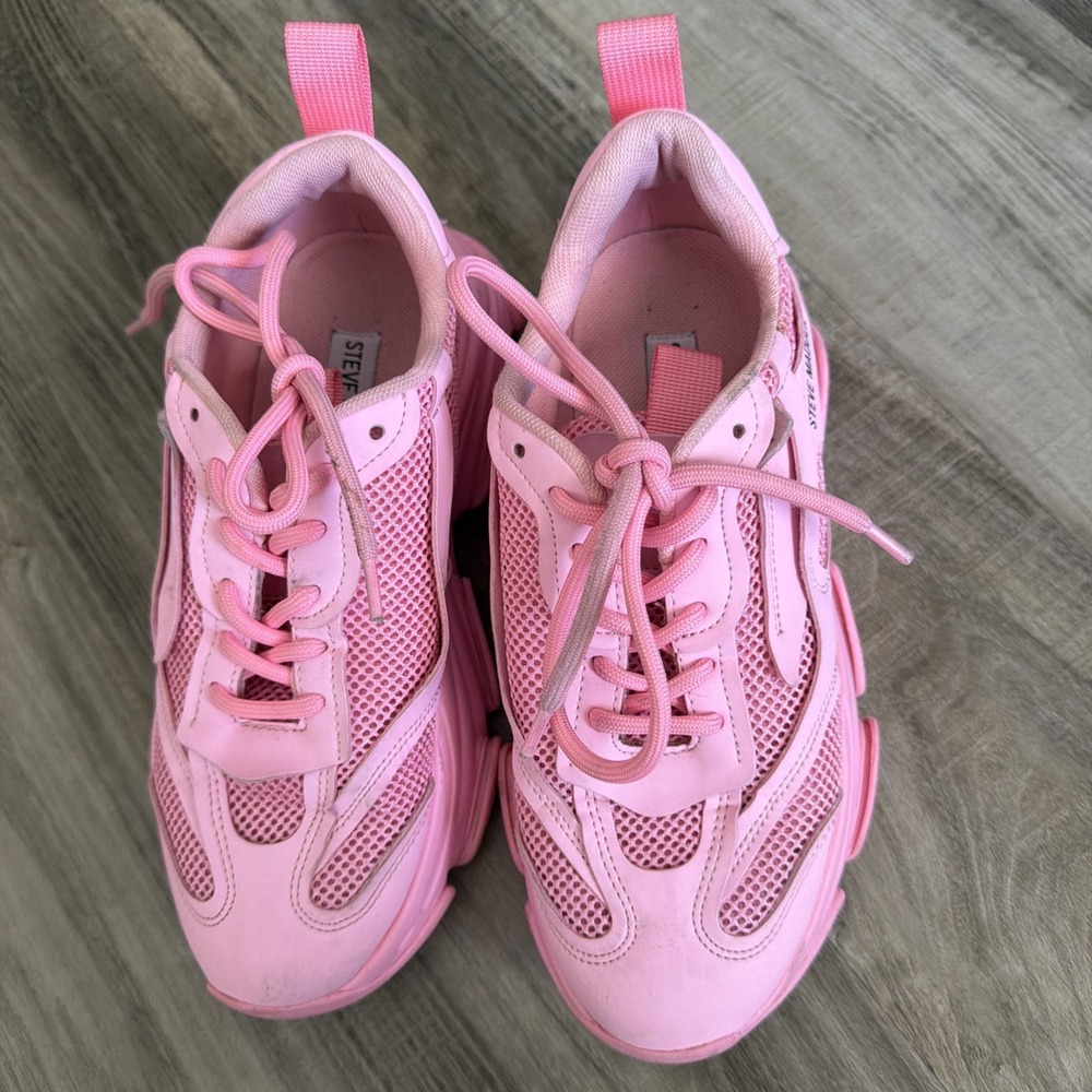 Steve Madden Possession Chunky Sneakers PINK Neon Women's 7M Athletic Shoes Y2K - Picture 2 of 9